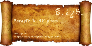 Benyák Ágnes névjegykártya